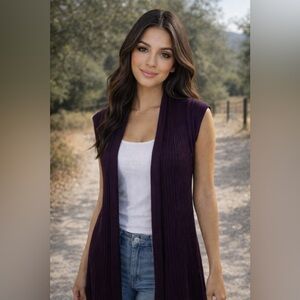 #28 Used Croft&Barrow long knitted cardigan purple sweater